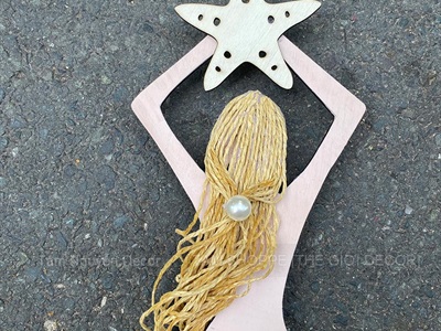 Mô hình Nàng tiên cá Handmade vỏ sò ốc [Bằng gỗ - 3 màu] KT53x14cm MOHINH-PCB-02